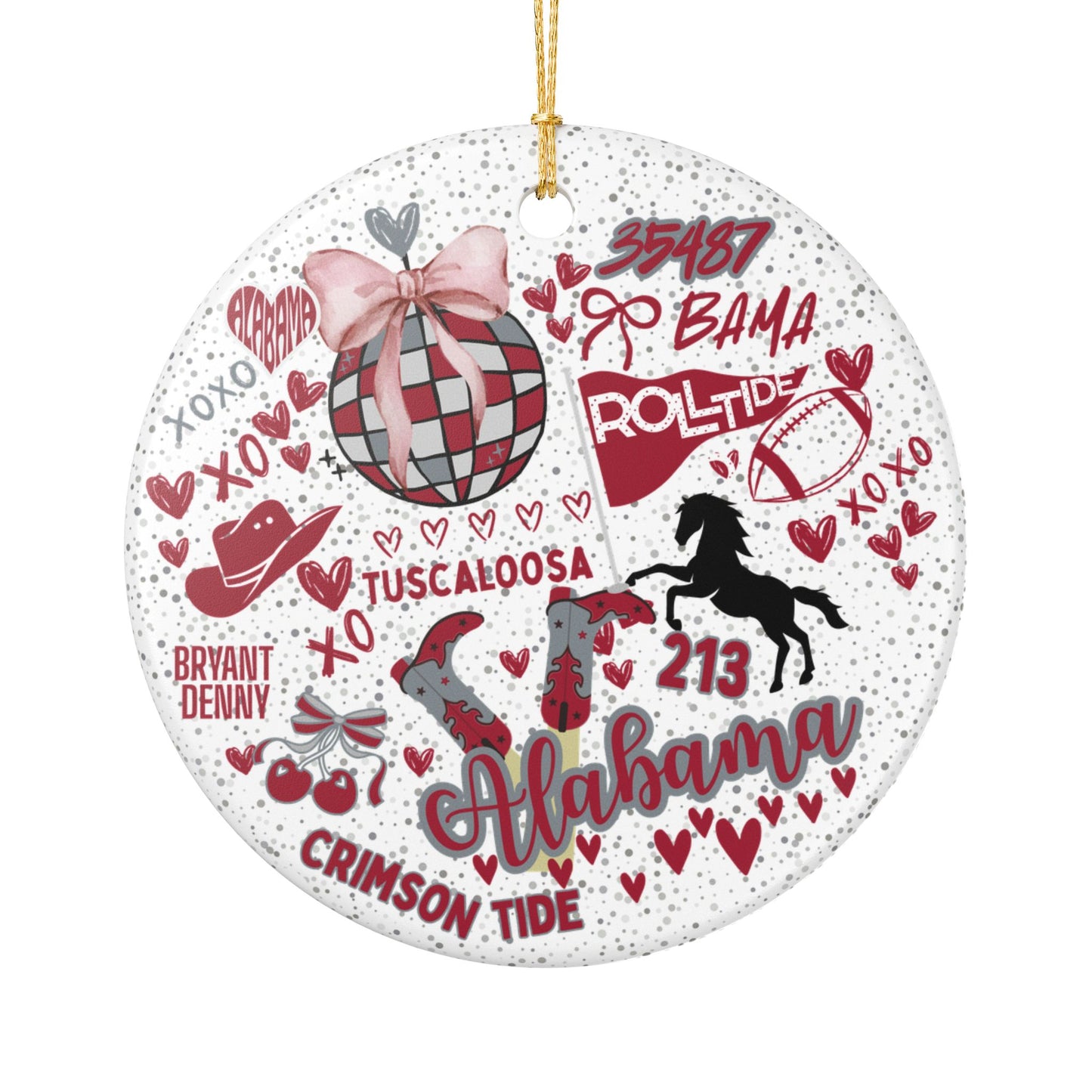 Ceramic Ornament, Spirit Alabama Fan Christmas Tree Decoration, Holiday Gift, Stocking Stuffer, Bama Home Decor