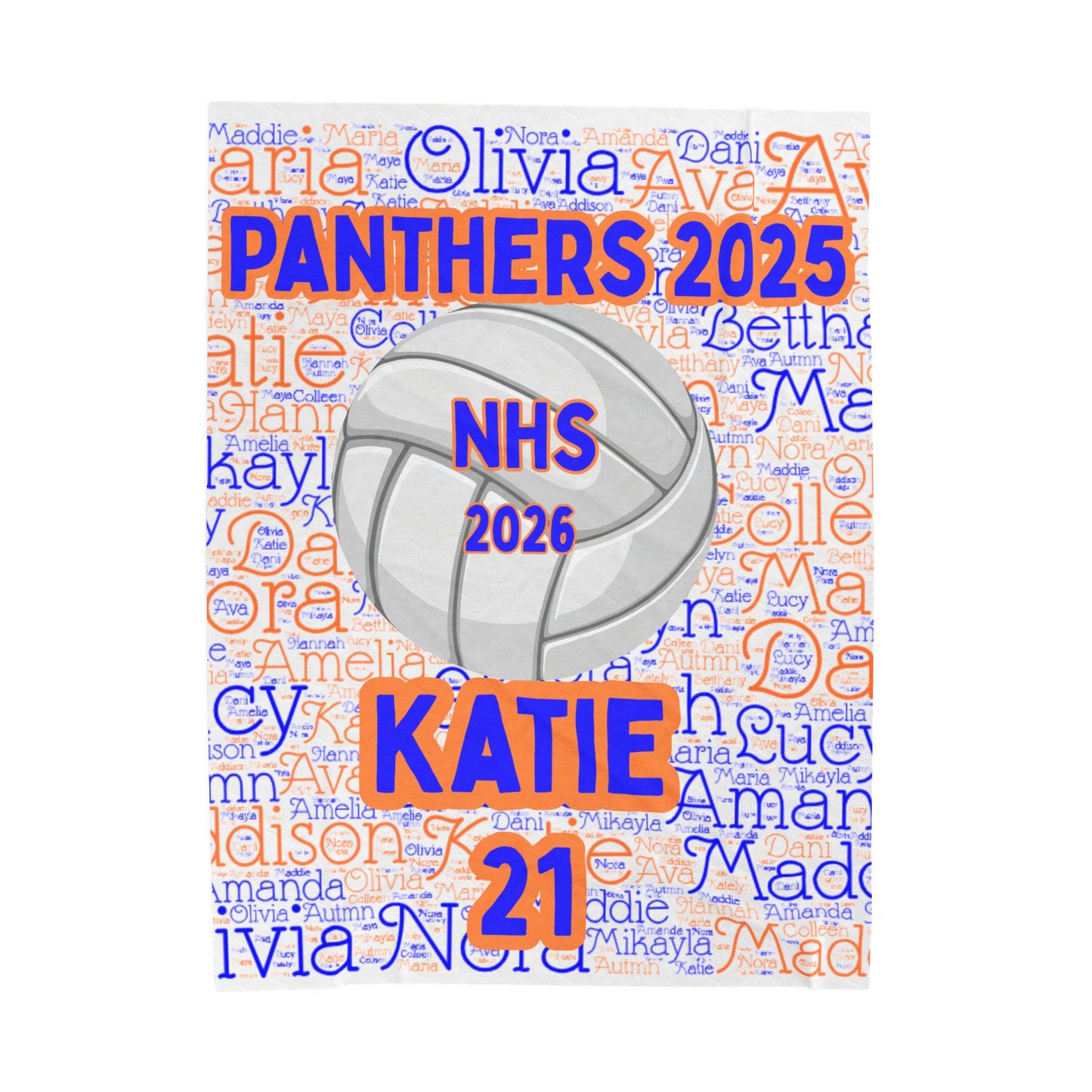 Senior Night Plush Blanket - Senior Night Gift with Roster Names, School Ball Design,  Customized Sports Team Blanket,