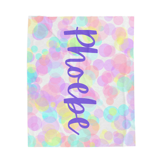 Velveteen Plush Blanket - Personalized Soft Cuddly Throw, Custom Name Cozy Bedding, Cute Fleece Cover, Warm Bedspread, Monogrammed Gift Idea
