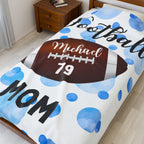Plush Blanket, Trendy Football Mom Personalized Sports Team Fan Gift, Cozy Throw, Custom Name Soft Fleece Bedding, Stadium Mom Present,