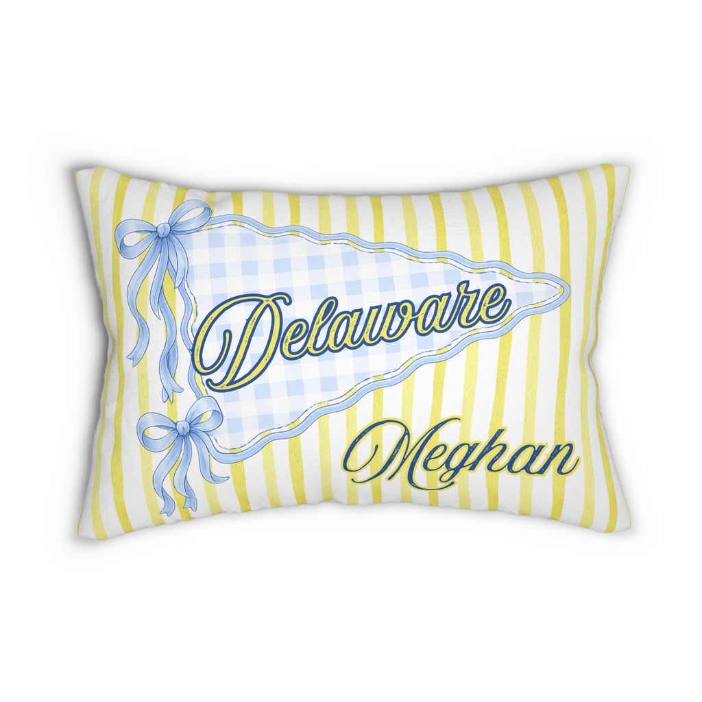 Personalized Delaware Pillow | Coquette Dorm Decor