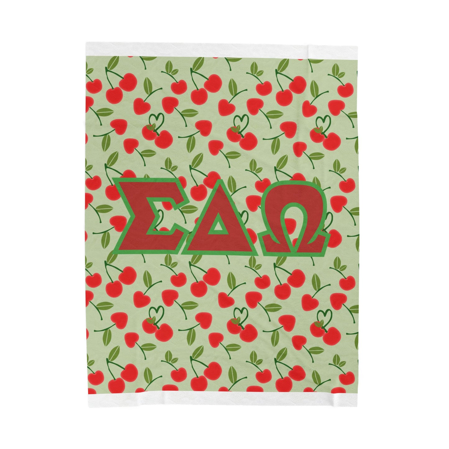 Personalized Sorority Cherry with big letters. Throw, Graduation Gift, Custom College Dorm Decor, Big Little Reveal, sorority gift