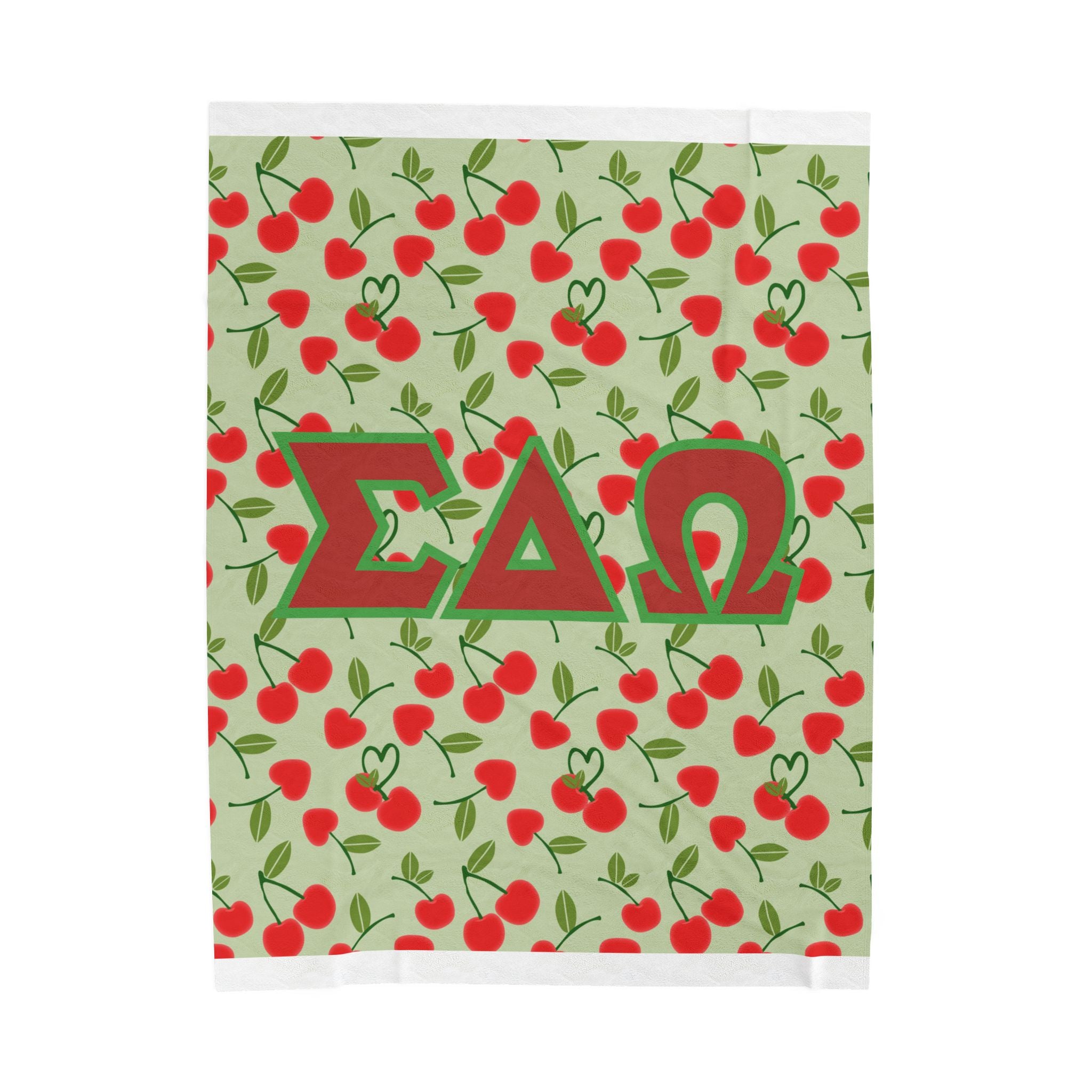 Personalized Sorority Cherry with big letters. Throw, Graduation Gift, Custom College Dorm Decor, Big Little Reveal, sorority gift