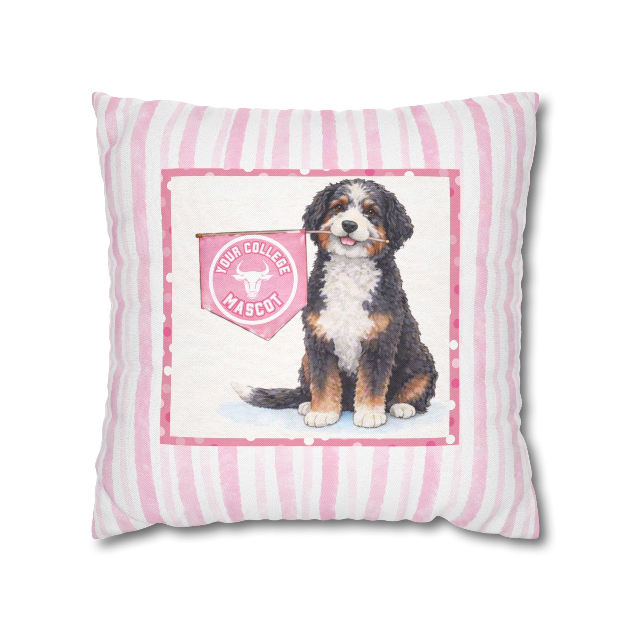Custom College Dog Pillow Cover | Personalized School Mascot Pillow | Dorm Decor Gift | College Acceptance Gift | Dog Lover College Gift