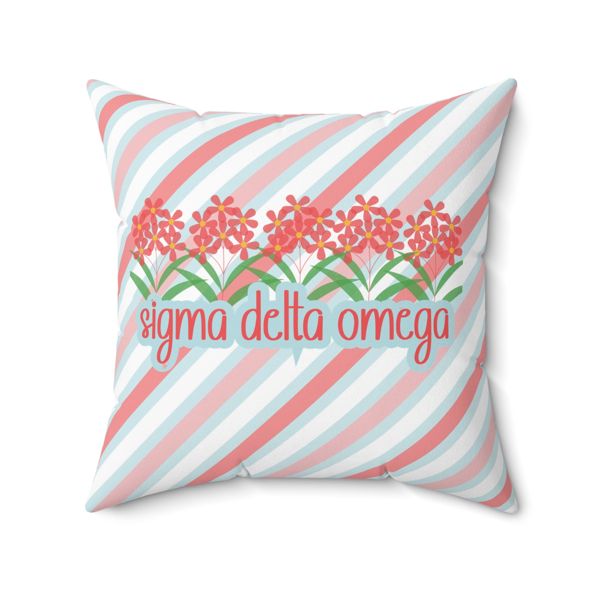 Sorority Square Pillow, Greek Life Decor, Preppy Floral Stripes, Big Little Reveal Gift, Dorm Room Cushion, College Sorority Merch