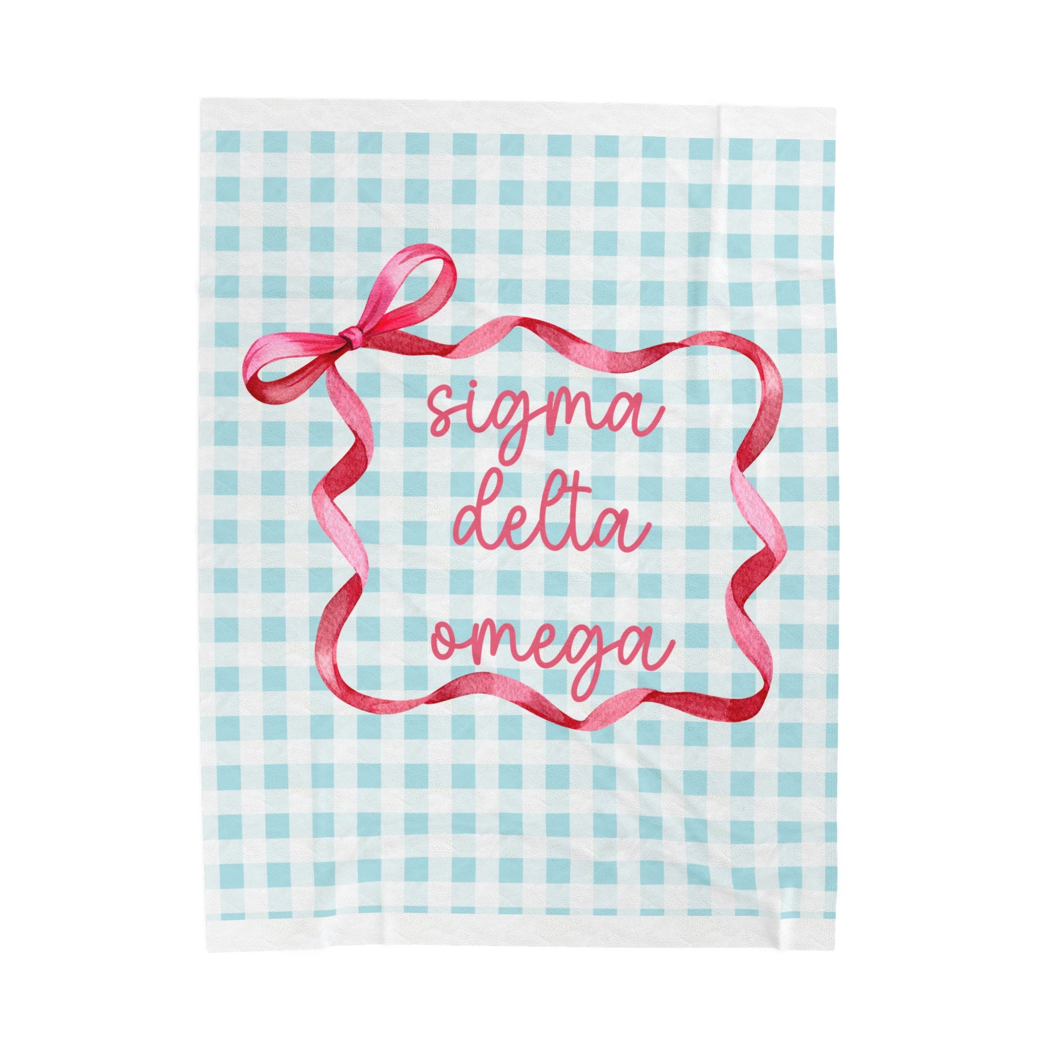 Personalized Sorority gingham and bow Throw, Graduation Gift, Cozy Bedding, Custom College Dorm Decor, Big Little Reveal, sorority gift