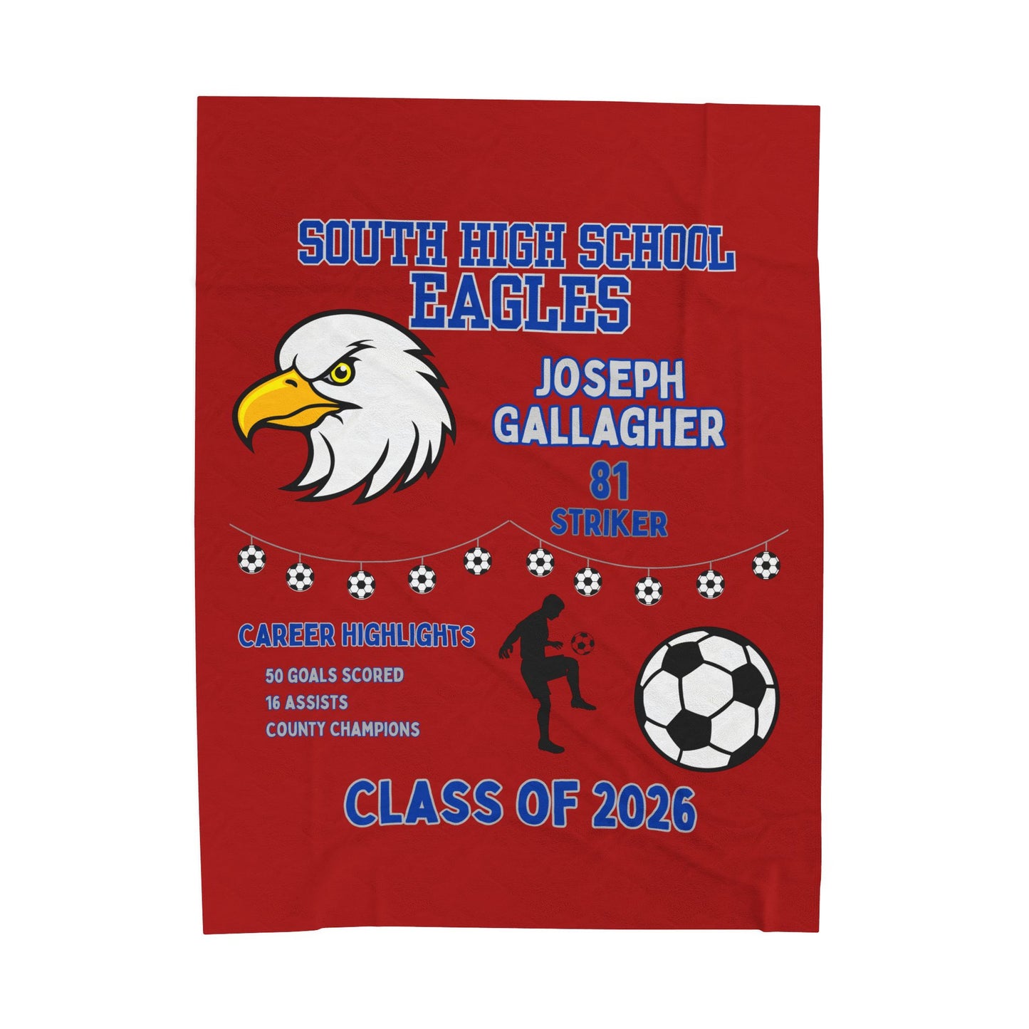 Personalized Senior Night Blanket - Football Basketball Soccer Baseball Softball, Class of 2026, Custom Gift for High School Senior,