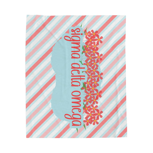 Personalized Sorority Floral Striped Throw, Graduation Gift, Cozy Bedding, Custom College Dorm Decor, Big Little Reveal, sorority gift