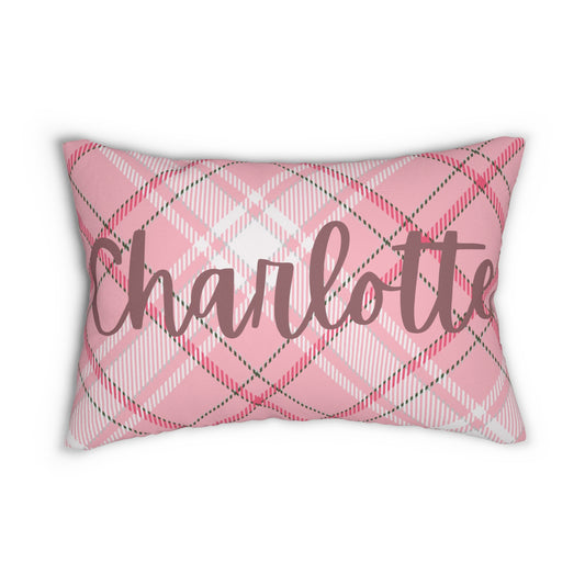 Plaid Personalized Throw Pillow: Trendy Home Decor Accent with Personalized Touch