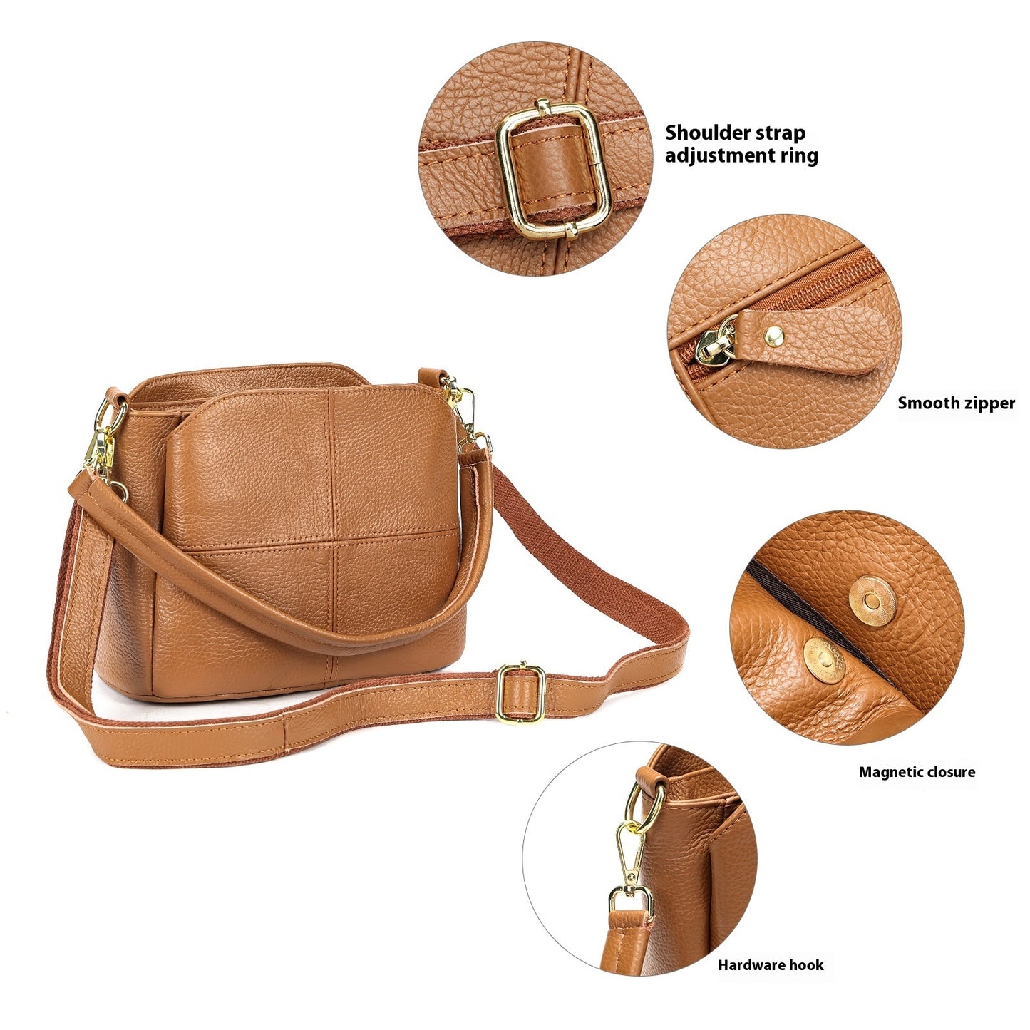 Genuine Leather Casual Shoulder Messenger Bag for Women – Stylish; Soft European Retro Design