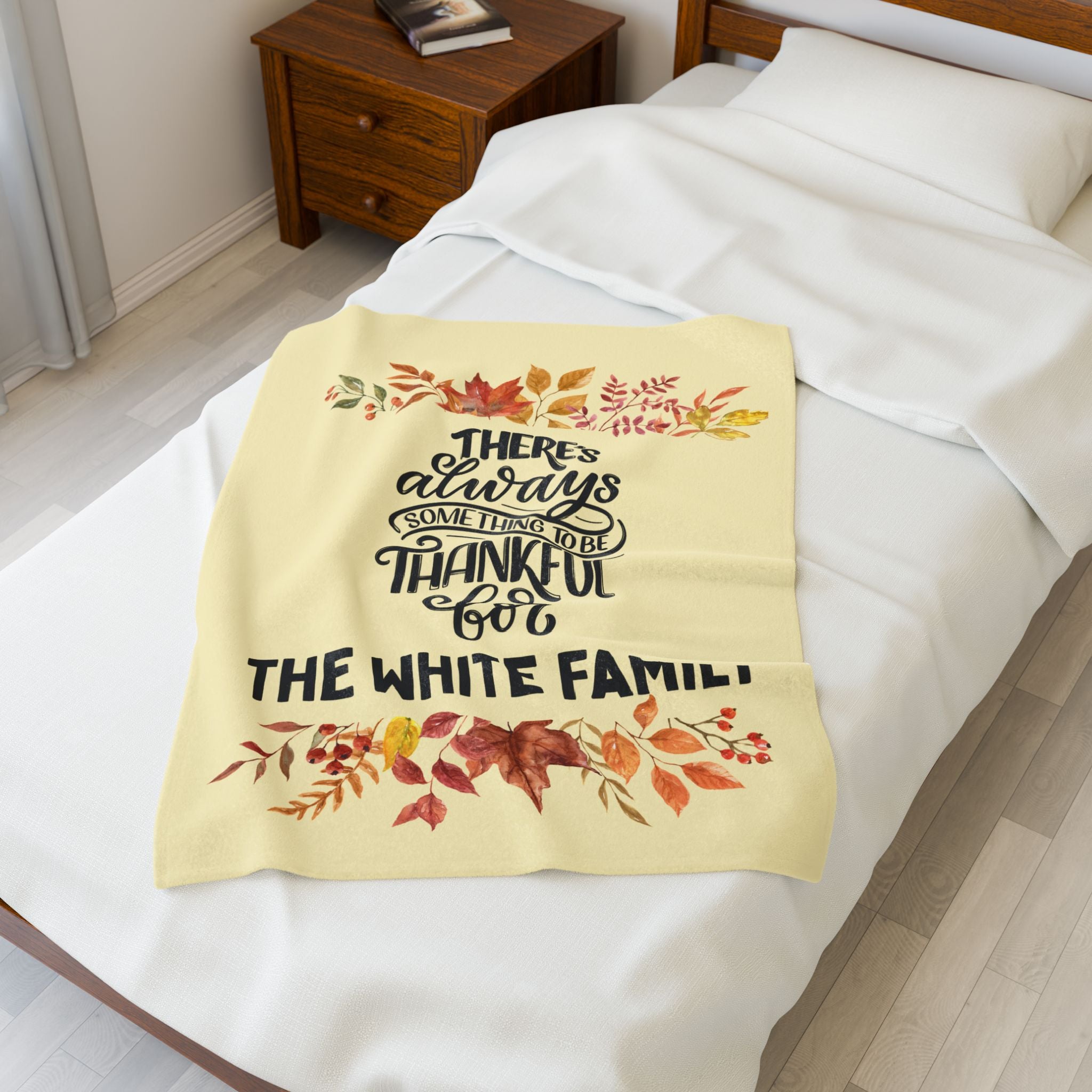 Velveteen Plush Blanket, Personalized Thanksgiving Blanket, Custom Grateful Throw, Cozy Thankful Gift, Warm Autumn Home Decor, Comfy Family