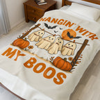 Halloween Plush Blanket, Halloween Ghosts Personalized Kids Blanket, Hanging with my Boos, Custom Children's Names Blanket, Ghost Family