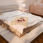 Santa Velveteen Plush Blanket with Personalized Name - Christmas Gift, Holiday Blanket, Custom Holiday Throw, Festive Santa Claus Blanket