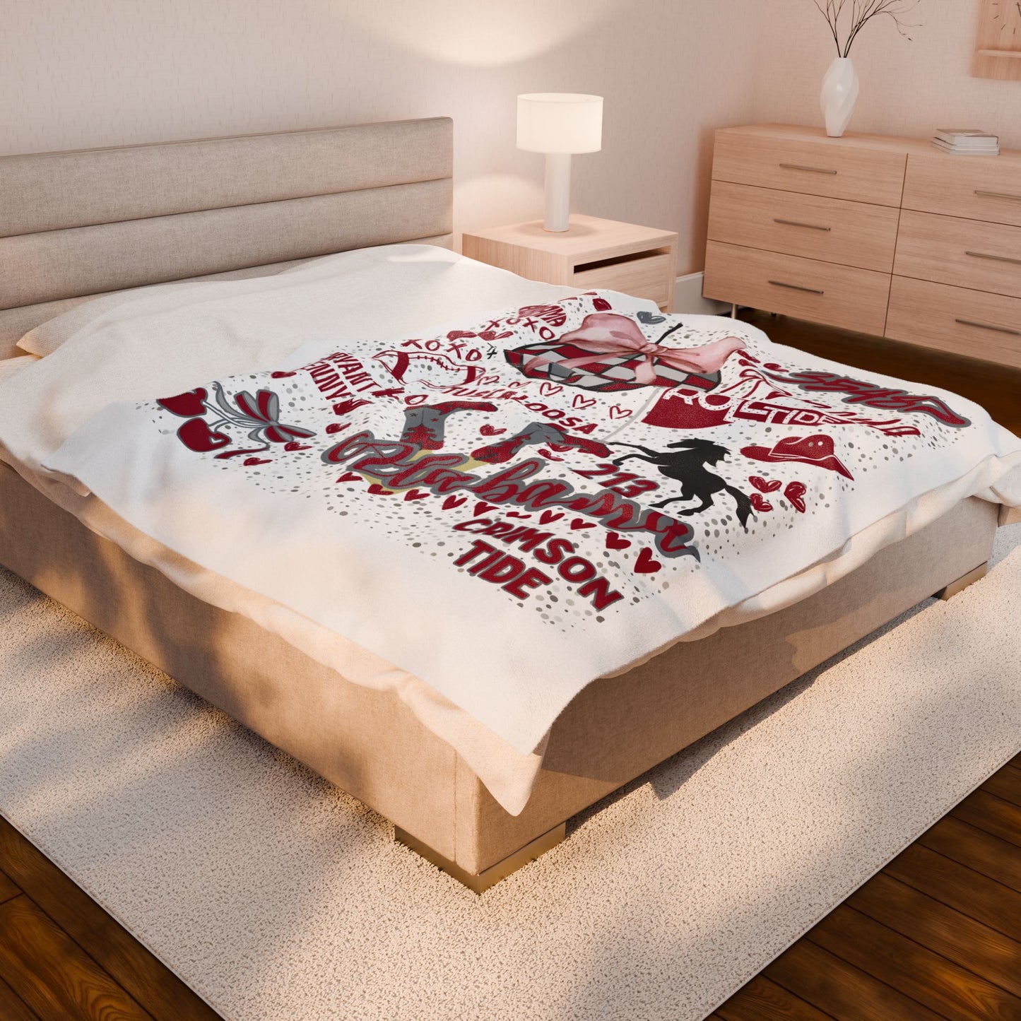 Plush Blanket for Alabama Pride College Fans, Personalized Fleece Throw Gift, University Team Spirit Dorm Bedding, Bama Home Decor,