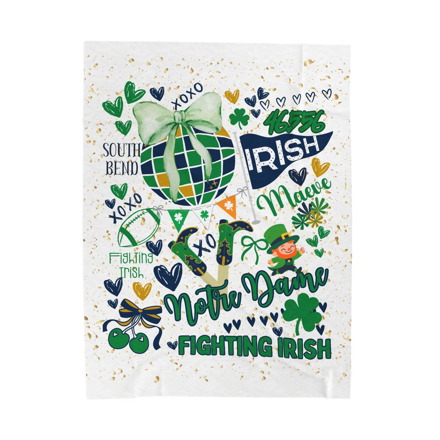 Velveteen Plush Blanket, Cozy Irish SchoolThrow, Irish Spirit Personalized Gift Idea, Shamrock Blanket, Custom Name Blanket, Warm