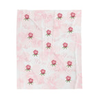 Baby Blanket Personalized with Pink Roses and Custom Name