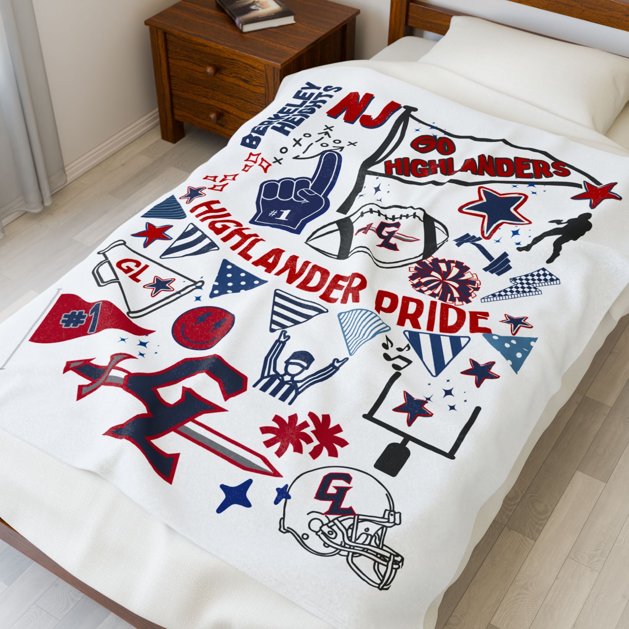 High School Football Team Spirit Blanket, Football Spirit Blanket, Game Day Blanket, Cozy Sports Blanket, Personalized Blanket