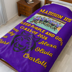 Picture included Senior Night Personalized Throw, School Colors, Mascot, Team Name - Soft Cozy Fleece, Custom Graduation Gift,