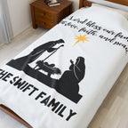 Religious Personalized Velveteen Plush Blanket with Holy Family Prayer - Family Name Personalized
