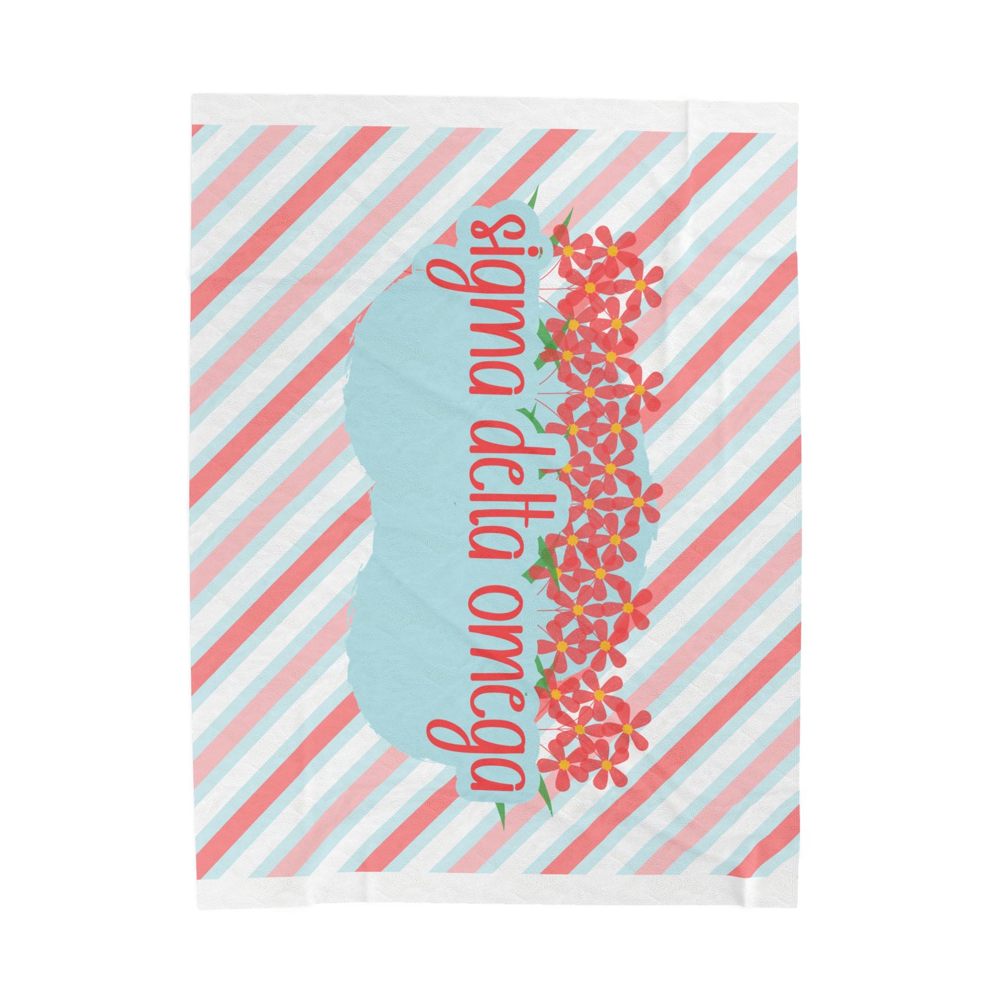Personalized Sorority Floral Striped Throw, Graduation Gift, Cozy Bedding, Custom College Dorm Decor, Big Little Reveal, sorority gift