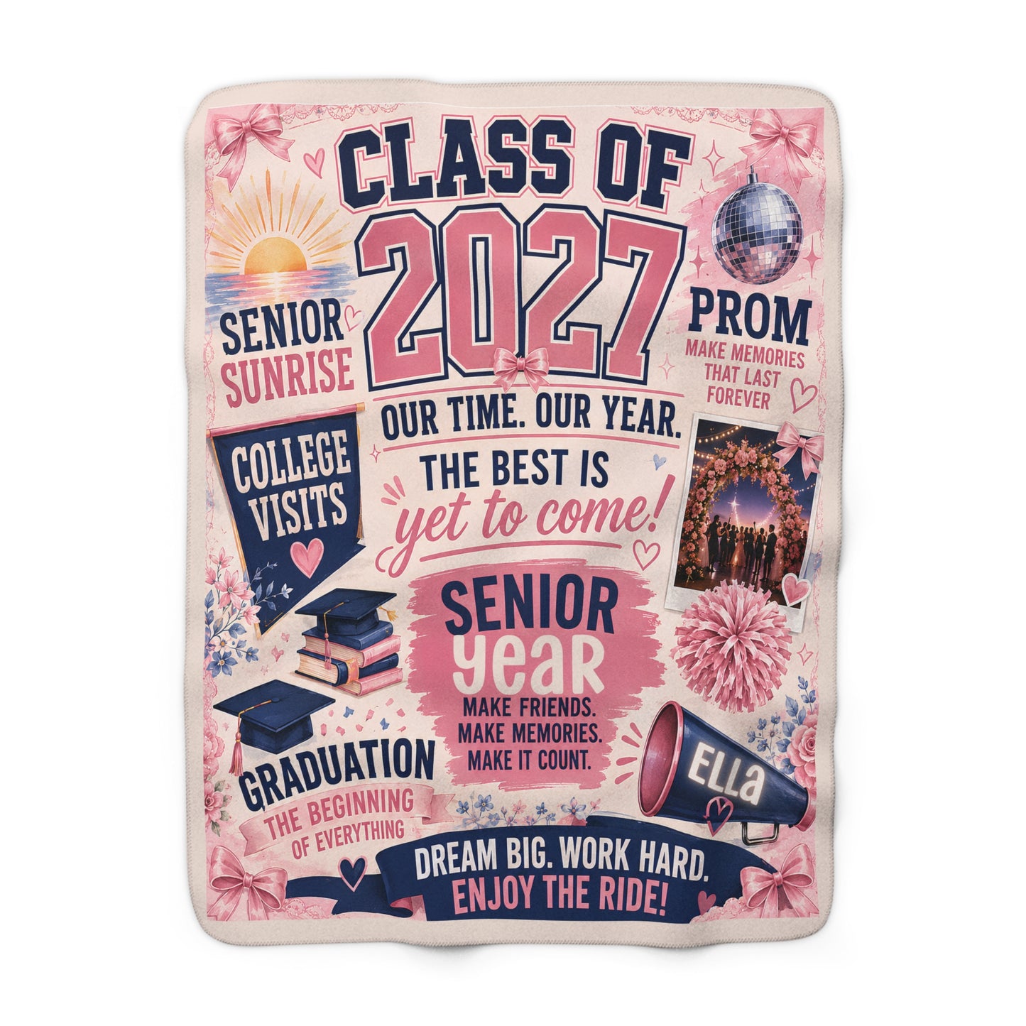 Class of 2027 Sherpa Fleece Blanket — Senior Year Celebration Throw