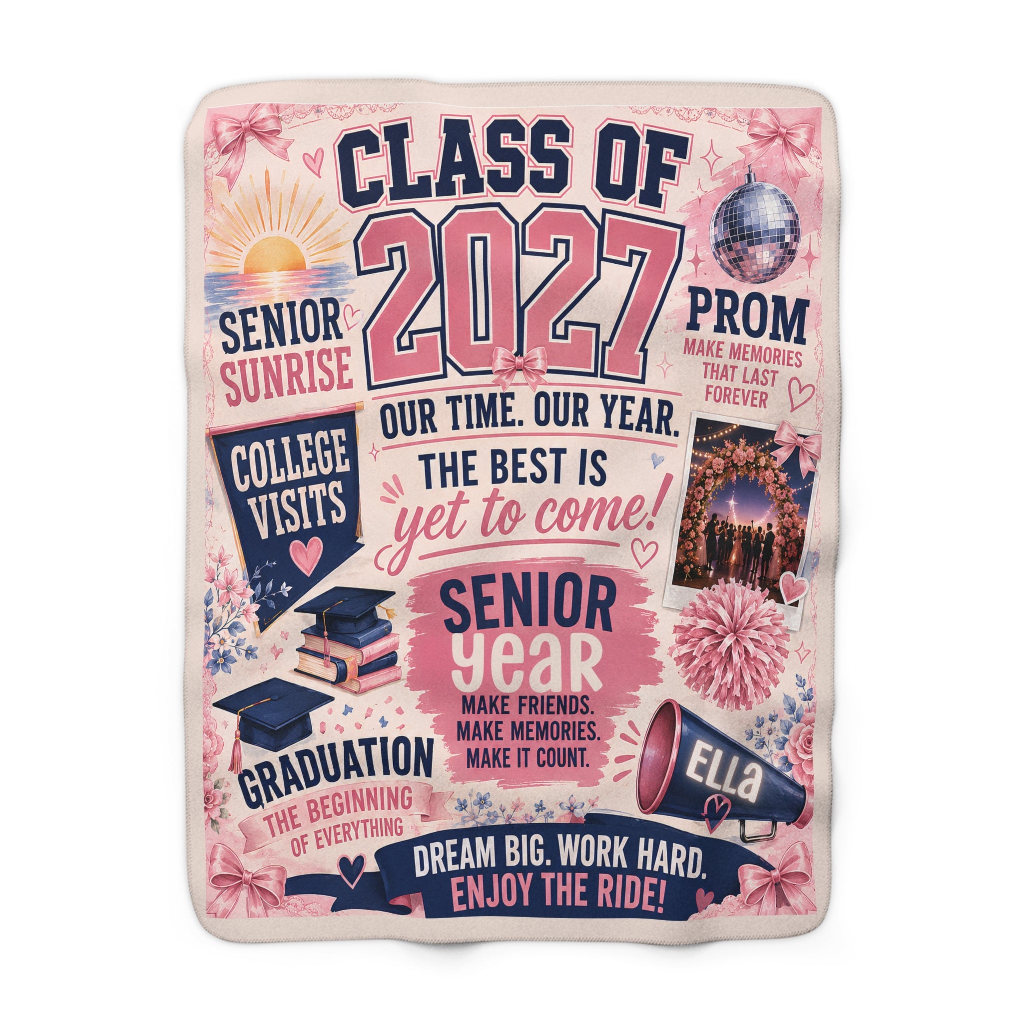 Class of 2027 Sherpa Fleece Blanket — Senior Year Celebration Throw