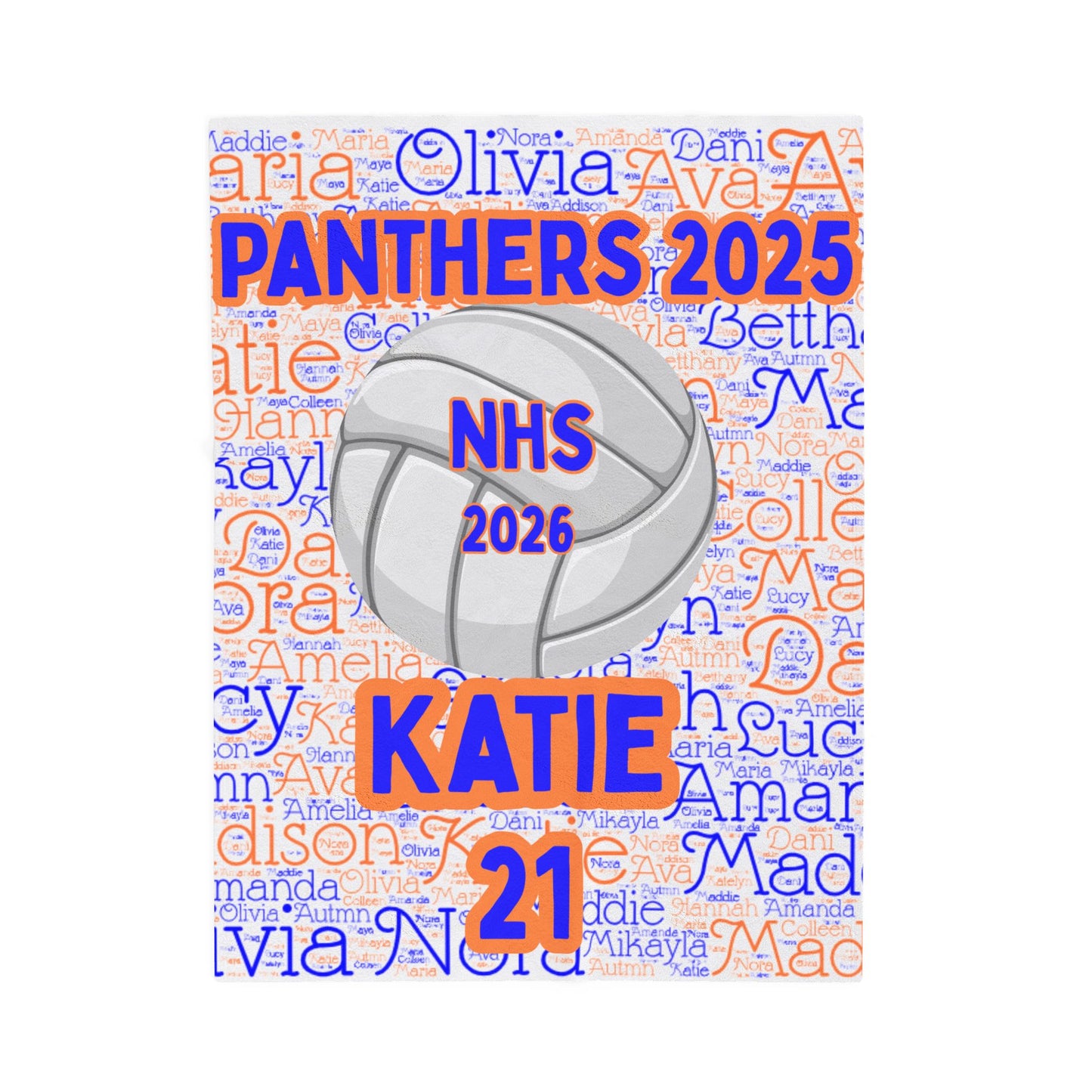Senior Night Plush Blanket - Senior Night Gift with Roster Names, School Ball Design,  Customized Sports Team Blanket,
