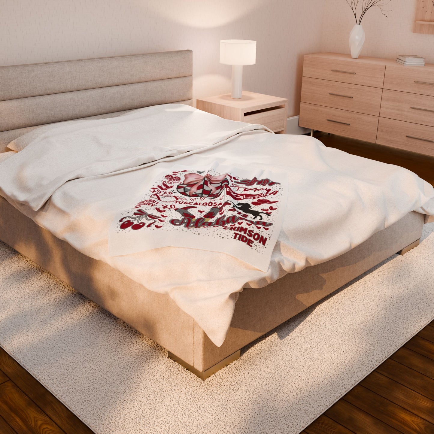 Plush Blanket for Alabama Pride College Fans, Personalized Fleece Throw Gift, University Team Spirit Dorm Bedding, Bama Home Decor,