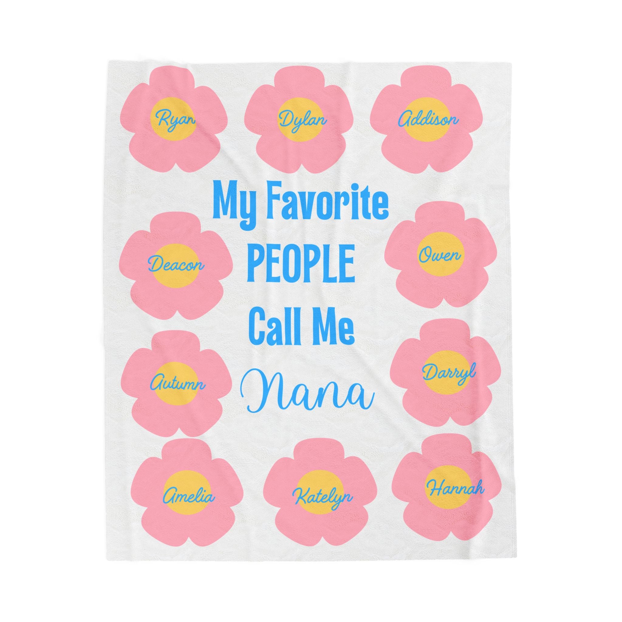 Personalized Grandchildren Velveteen Plush Blanket, Gift for Grandma, Custom Family Names, Cozy Throw Blanket, Mother's Day Present, Warm