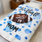 Plush Blanket, Trendy Football Mom Personalized Sports Team Fan Gift, Cozy Throw, Custom Name Soft Fleece Bedding, Stadium Mom Present,