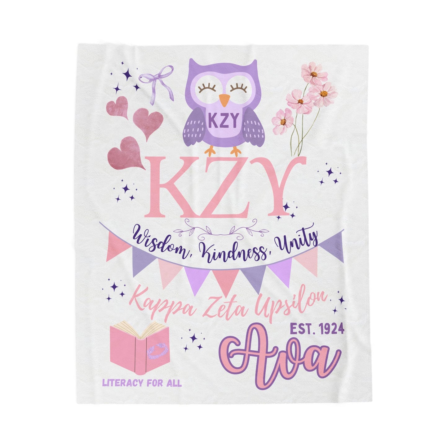 PERSONALIZED Sorority Bid Day Big Little Custom Velveteen Plush Blanket, Cozy Throws, Sorority Gifts, Big Little or Bid Day Presents