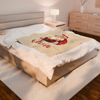 Santa Velveteen Plush Blanket with Personalized Name - Christmas Gift, Holiday Blanket, Custom Holiday Throw, Festive Santa Claus Blanket