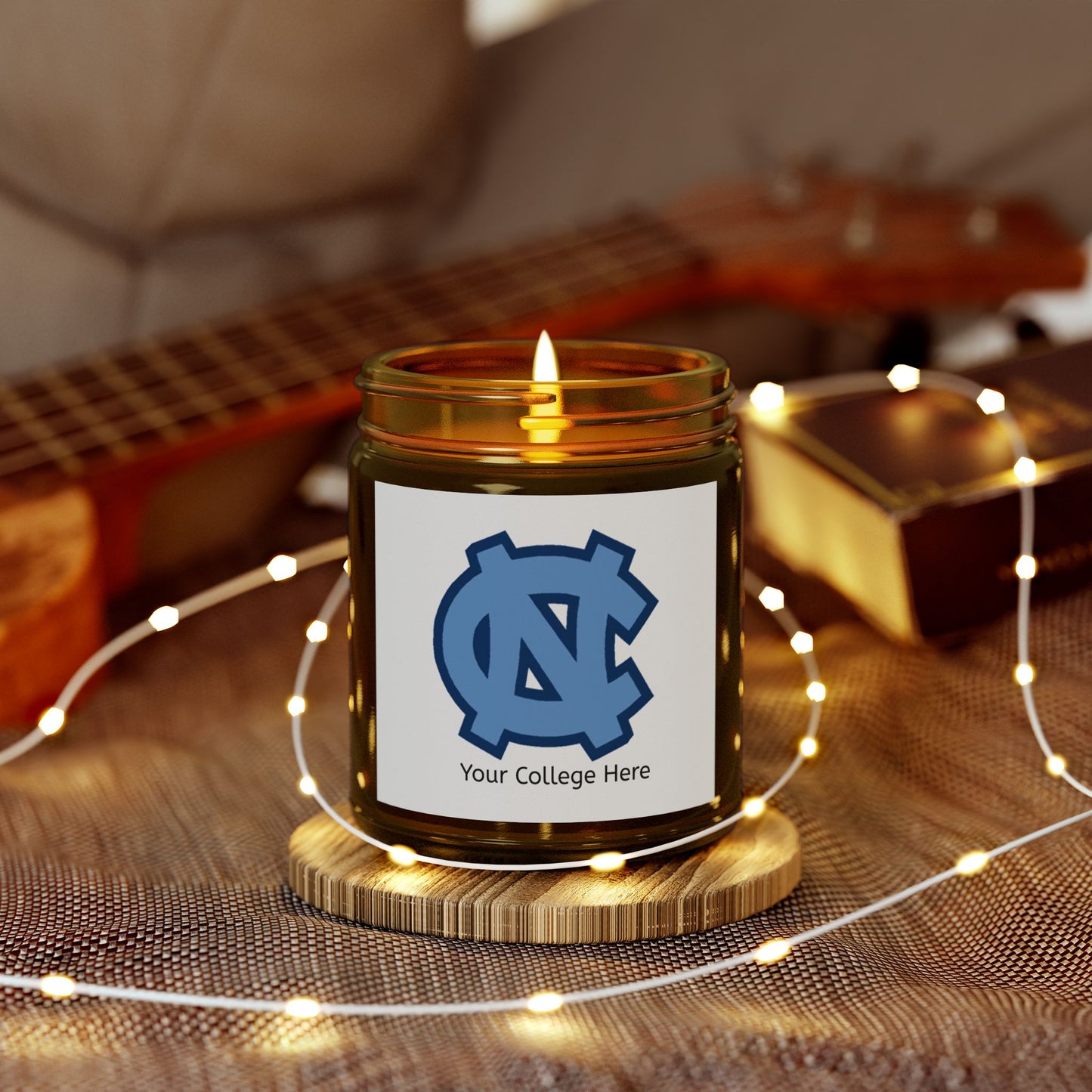 Scented Candle Personalized with College Name and Colors