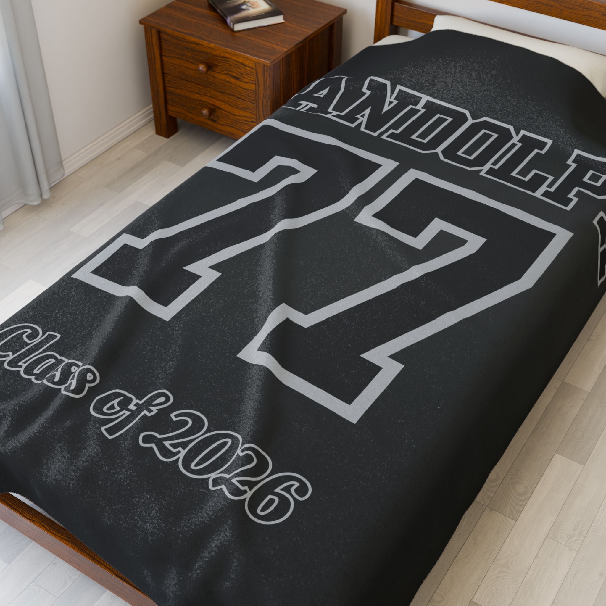Personalized Senior Night Jersey Style Velveteen Plush Blanket, Class of 2026 Gift, Name and Number Blanket, Graduation Blanket, Senior