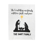 Religious Personalized Velveteen Plush Blanket with Holy Family Prayer - Family Name Personalized