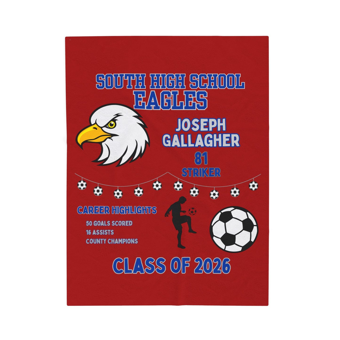 Personalized Senior Night Blanket - Football Basketball Soccer Baseball Softball, Class of 2026, Custom Gift for High School Senior,