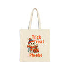 Halloween Tote Bag, Personalized Trick or Treat Bag, Festive Cotton Canvas Tote, Adorable Ghosts and Pumpkins, Fall Decor Bag, Halloween