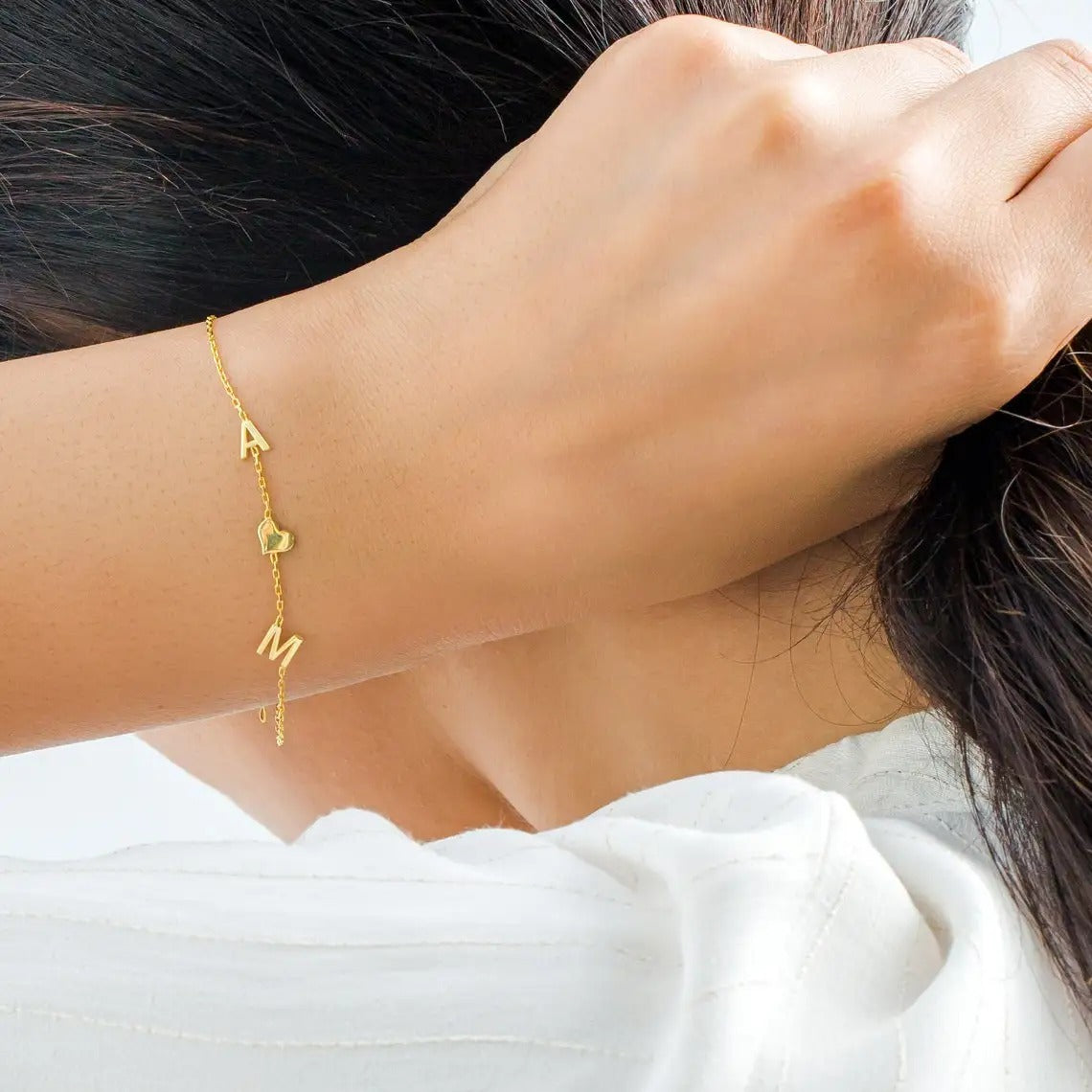 Custom Letter Name Bracelets | Stainless Steel Gold Color Initials Bracelet
