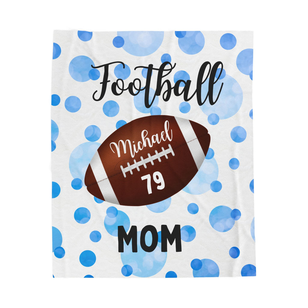 Plush Blanket, Trendy Football Mom Personalized Sports Team Fan Gift, Cozy Throw, Custom Name Soft Fleece Bedding, Stadium Mom Present,