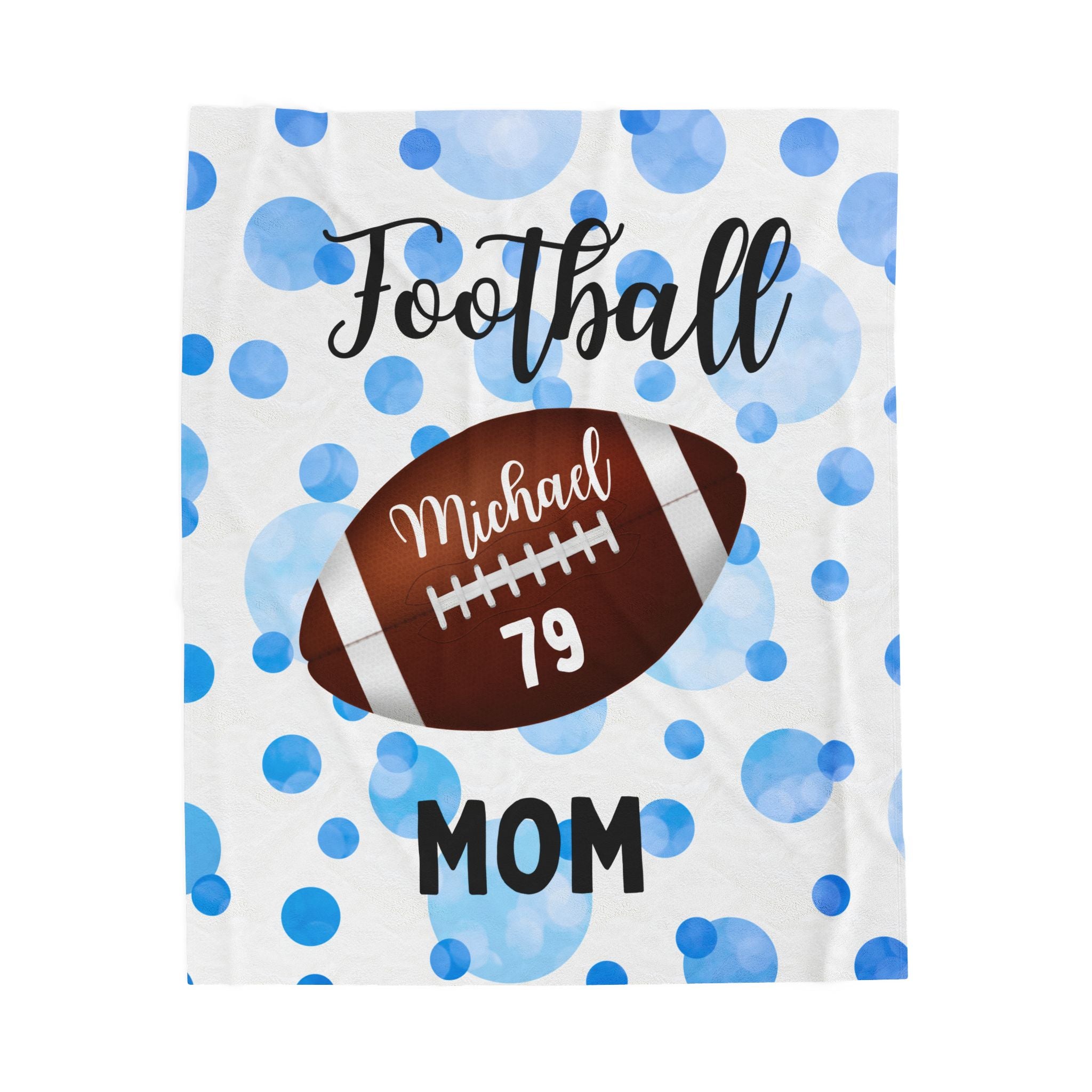 Plush Blanket, Trendy Football Mom Personalized Sports Team Fan Gift, Cozy Throw, Custom Name Soft Fleece Bedding, Stadium Mom Present,
