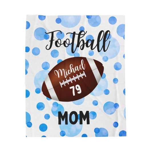 Plush Blanket, Trendy Football Mom Personalized Sports Team Fan Gift, Cozy Throw, Custom Name Soft Fleece Bedding, Stadium Mom Present,