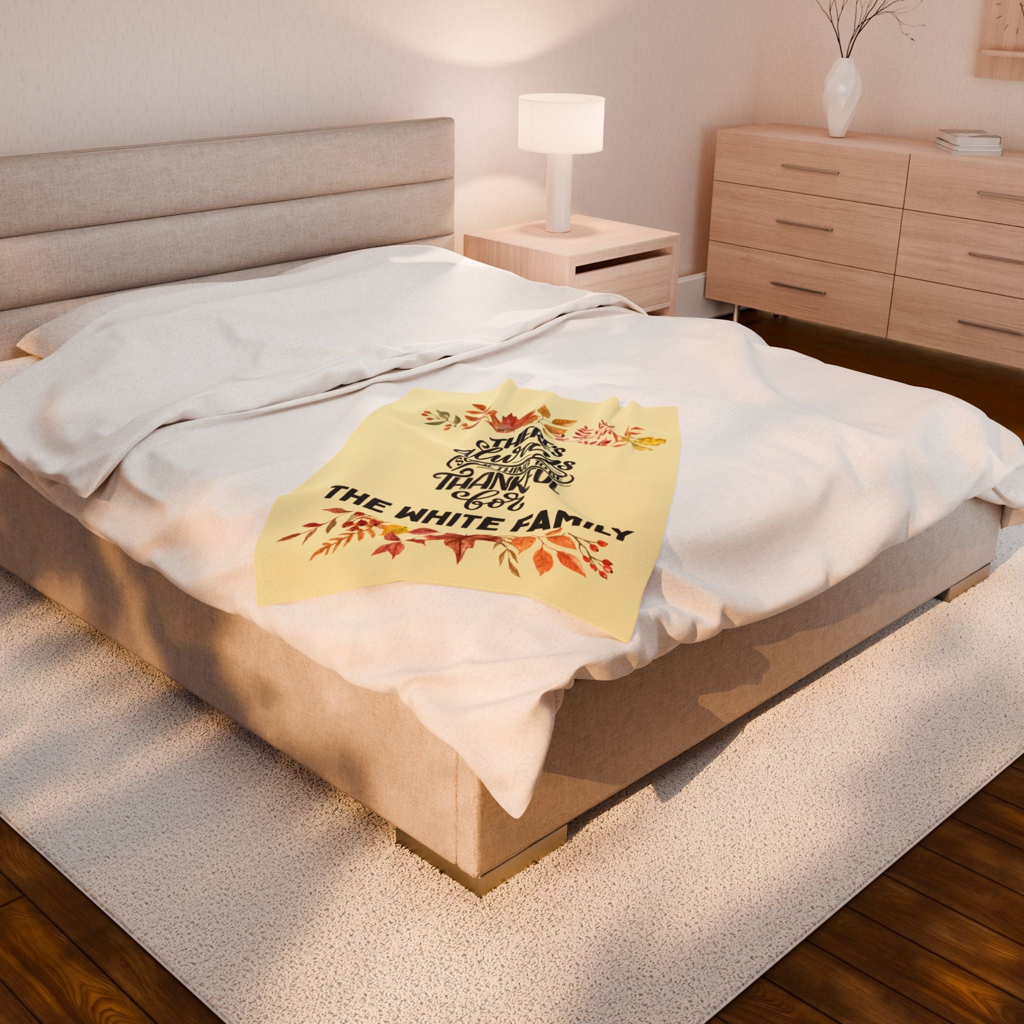 Velveteen Plush Blanket, Personalized Thanksgiving Blanket, Custom Grateful Throw, Cozy Thankful Gift, Warm Autumn Home Decor, Comfy Family