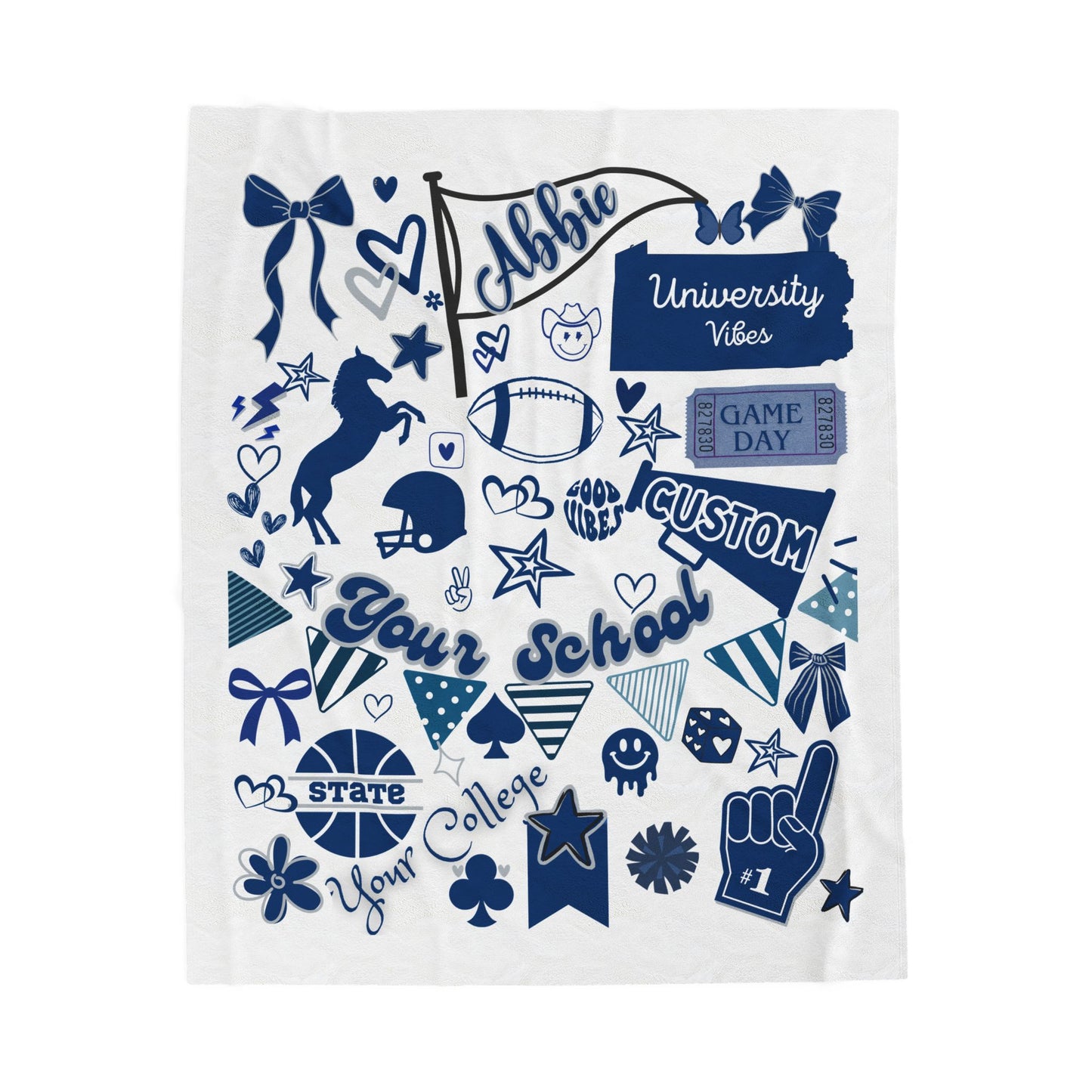 Custom College Commitment Blanket  Velveteen or sherpa  All College Available Personalized