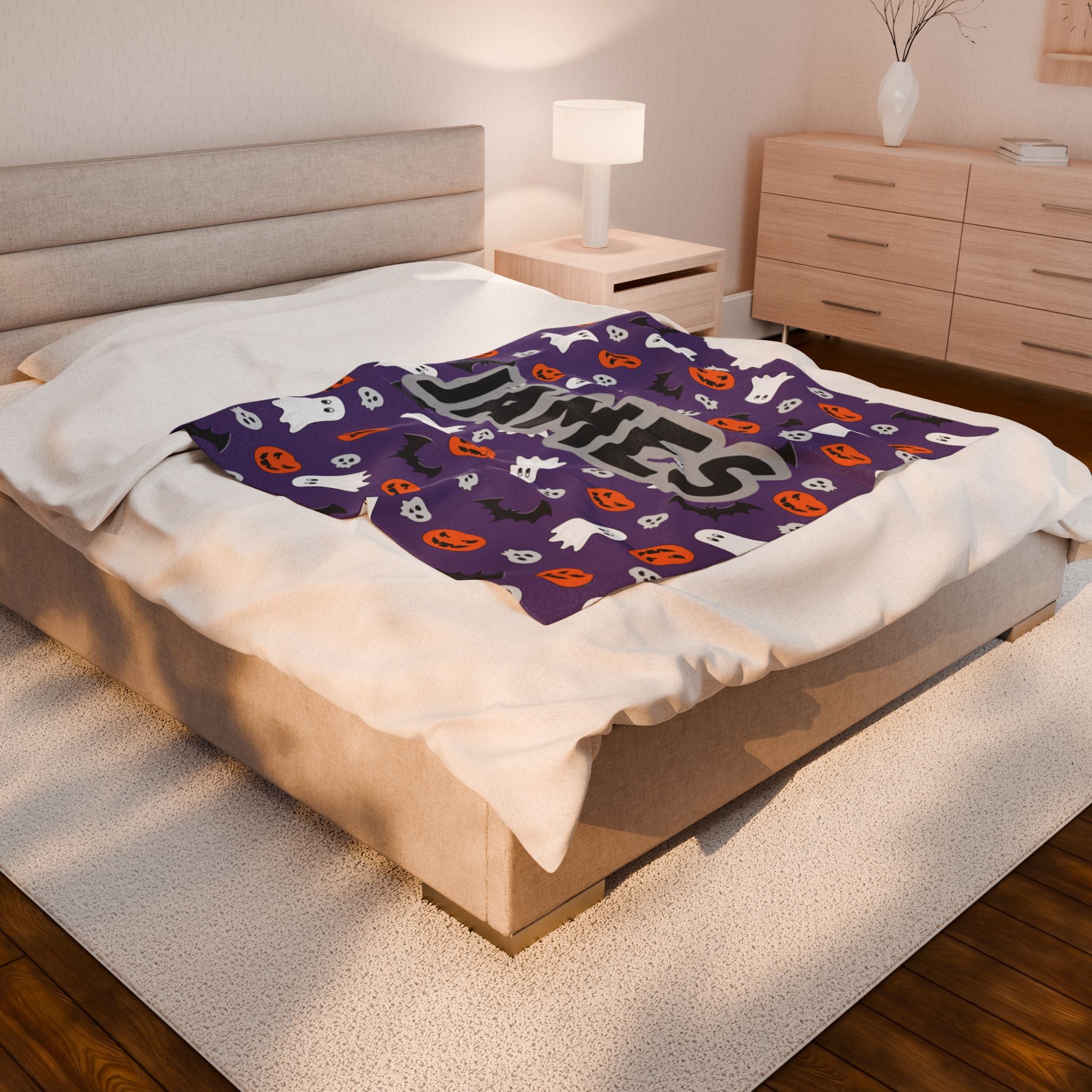 Personalized Halloween Pumpkin & Ghost Blanket