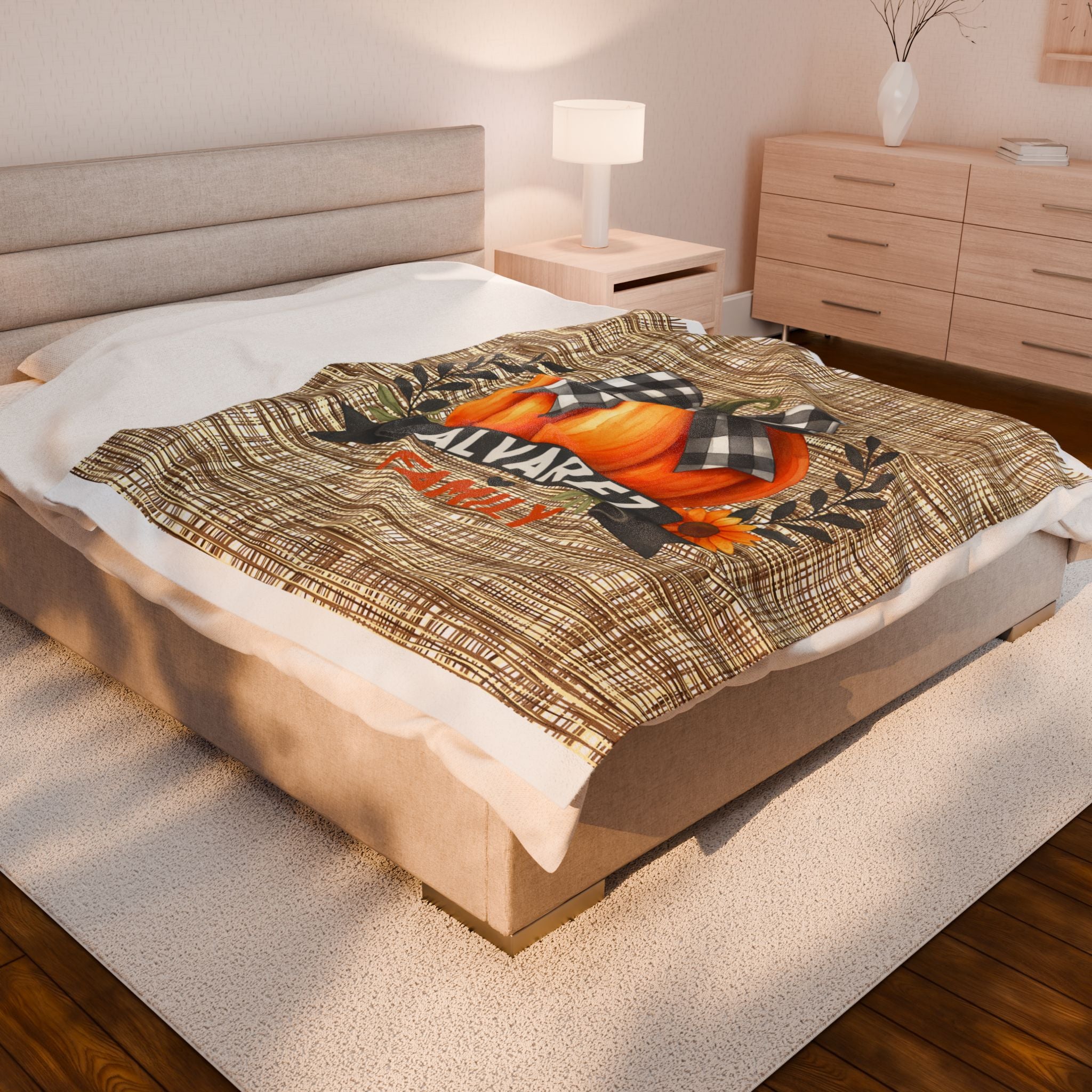 Pumpkin Plush Blanket, Personalized Fall Pumpkin Decor, Cozy Family Name Throw, Autumn Home Blanket, Thanksgiving Gift, Halloween Decor,