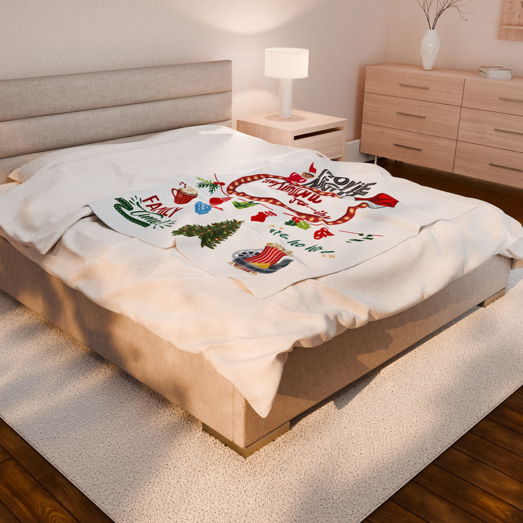 Movie Night Plush Blanket - Snuggle in Style - Holiday Movie Night Throw, Family Christmas Gift, Personalized Cozy Winter Decor, Christmas