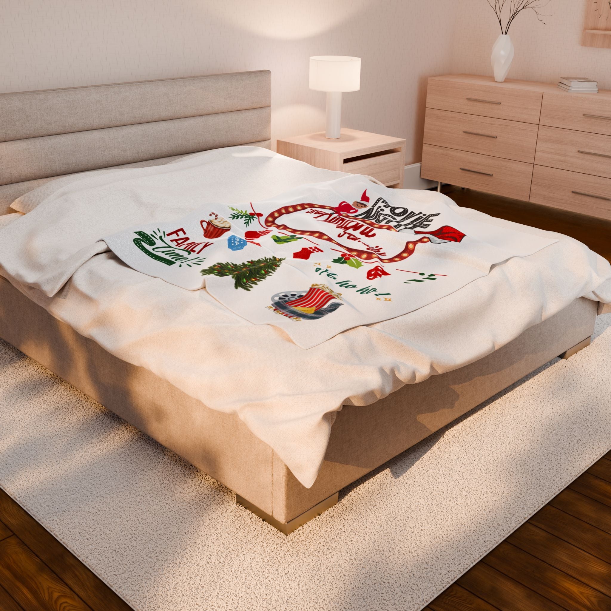 Movie Night Plush Blanket - Snuggle in Style - Holiday Movie Night Throw, Family Christmas Gift, Personalized Cozy Winter Decor, Christmas