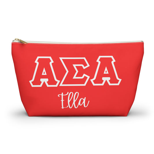 Personalized SORORITY GREEK makeup bag cosmetic travel bag | Alpha Sigma Alpha | custom name | sorority merch Your design