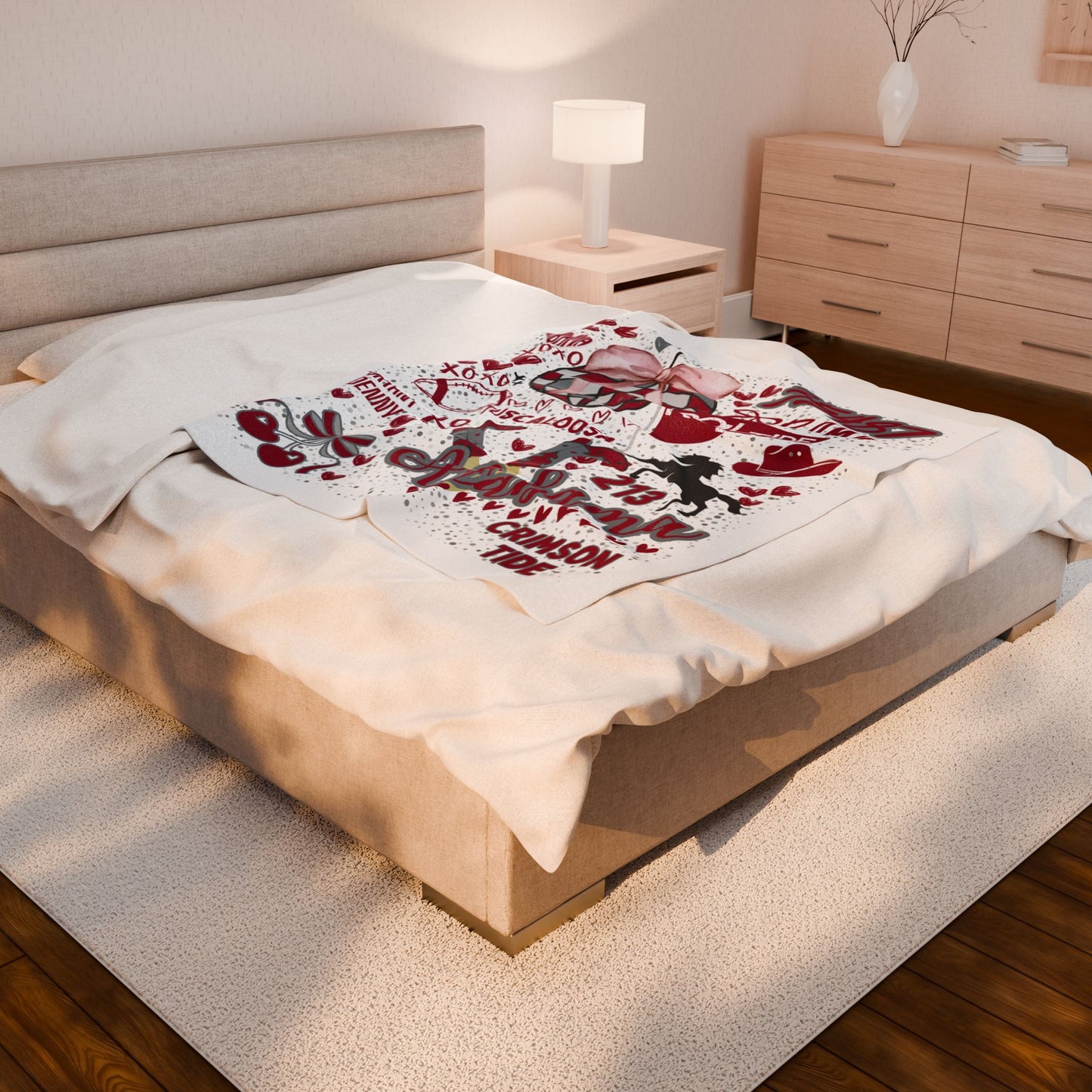 Plush Blanket for Alabama Pride College Fans, Personalized Fleece Throw Gift, University Team Spirit Dorm Bedding, Bama Home Decor,