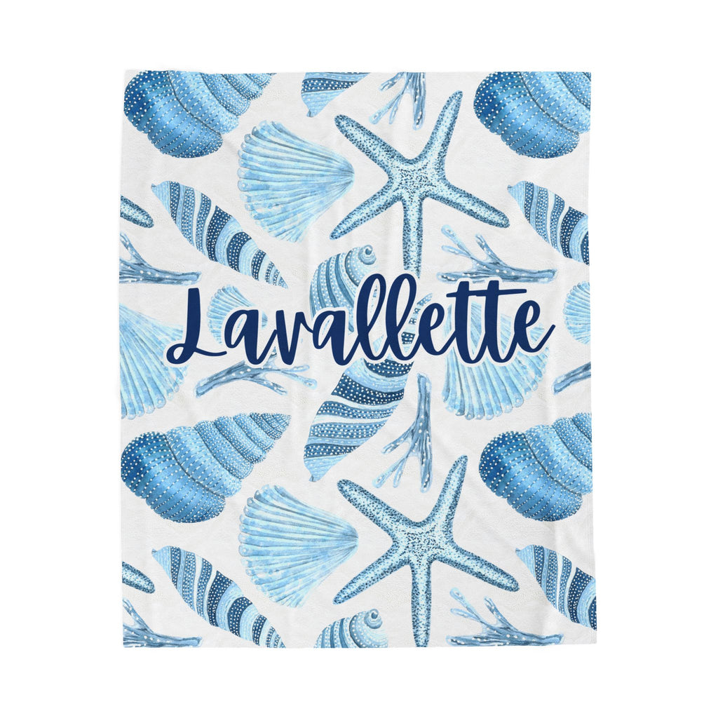 Velveteen Plush Blanket - Customized Beach Town Blanket, America Beach Blanket, Coastal Custom Blanket, Personalized Ocean Blanket, USA